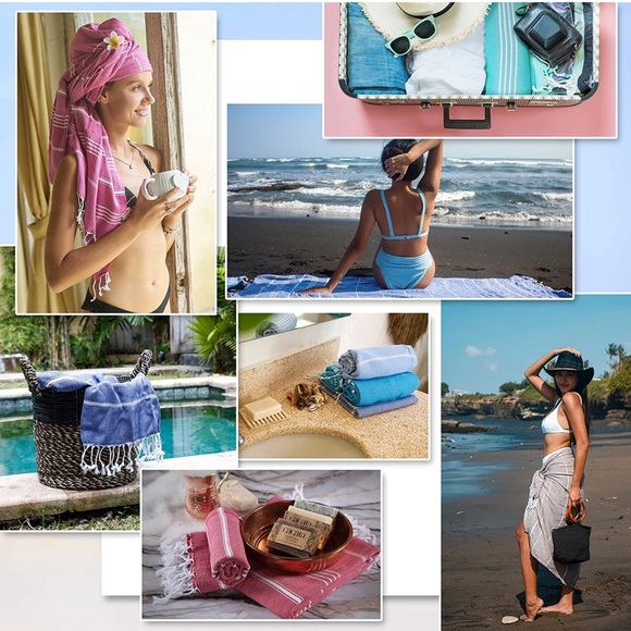 37x70 Lightweight and Thin Turkish Beach Towel 100% Cotton Sand-Free and Quick-D - Picture 5 of 9